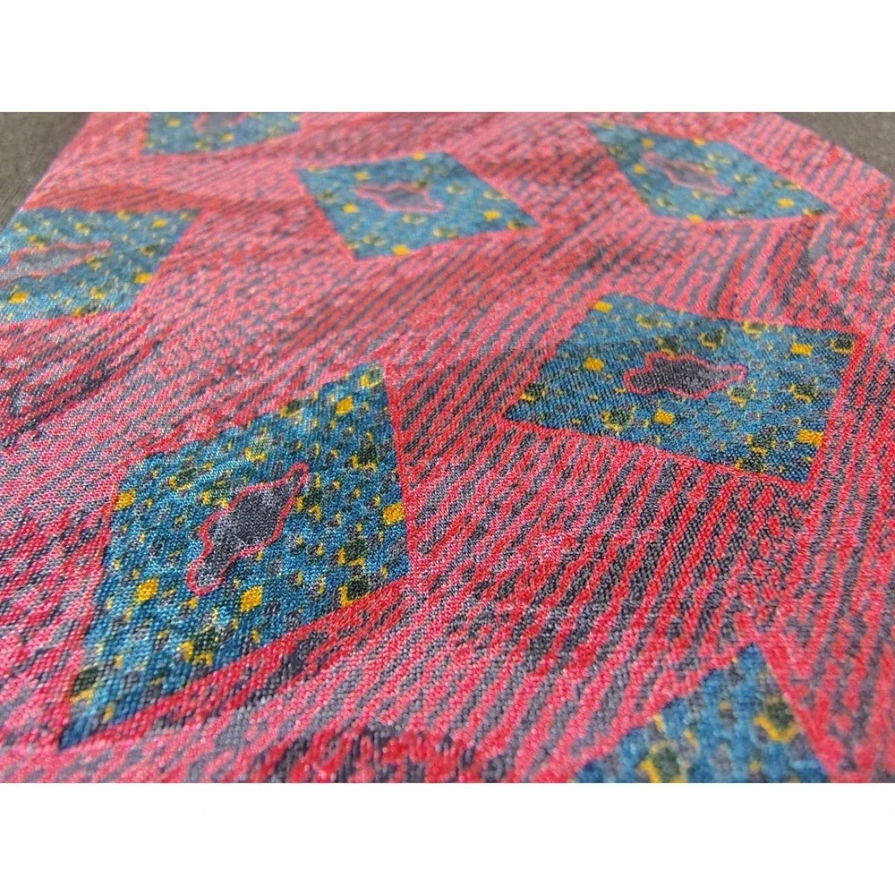 VTG Christian Dior Monsieur Silk‎ Tie Pink Teal Geometric Abstract 90s Designer